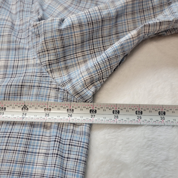 Eddie Bauer Shirt Mens XLT Lot Of 2 Button Up Plaid Blue Classic Fit Short Sleev - Picture 9 of 10